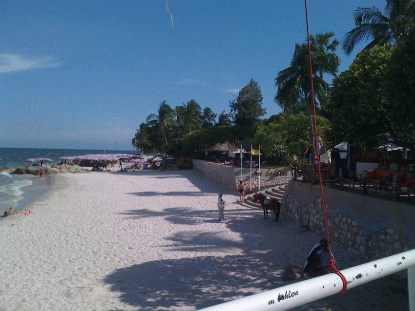 Blick auf den Strand vom Hilten Hotel in Hua Hin 