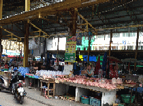 Der Markt in Sisaket mit rohem Fleisch bei 37 Grad Hitze 2013